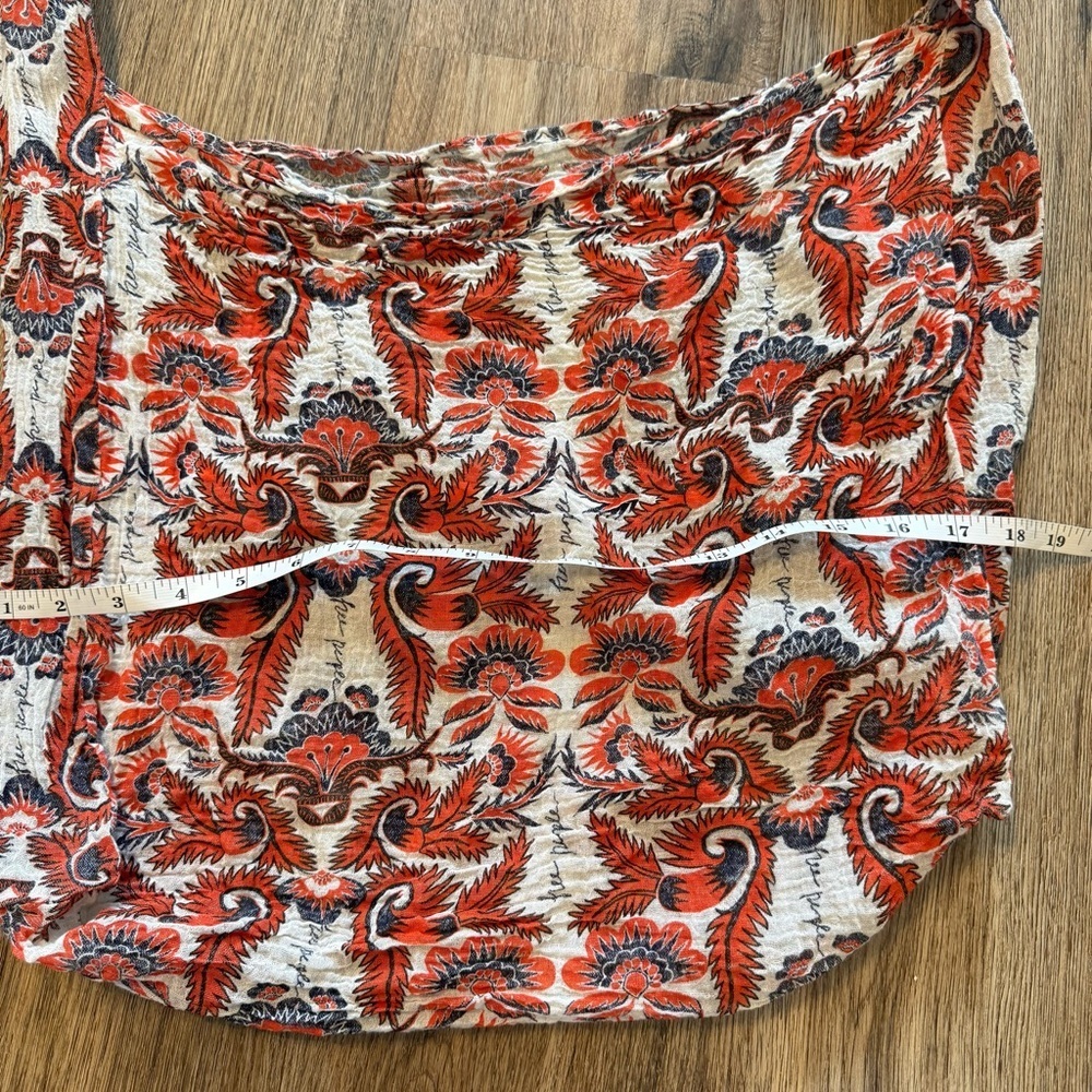 Free People Reusable Bag Lightweight Paisley Print Shopper Tote Orange Logo Boho - Picture 4 of 7